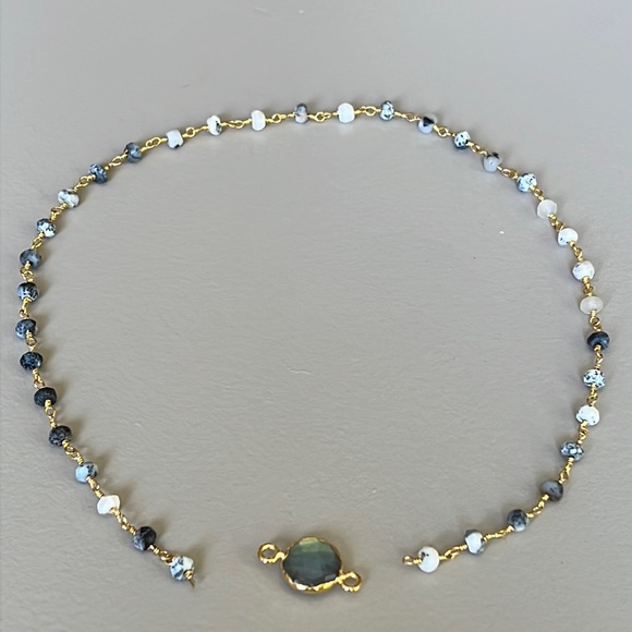 Labradorite round gemstone and Dendrite opal Rosary chain - Picture 4 of 8